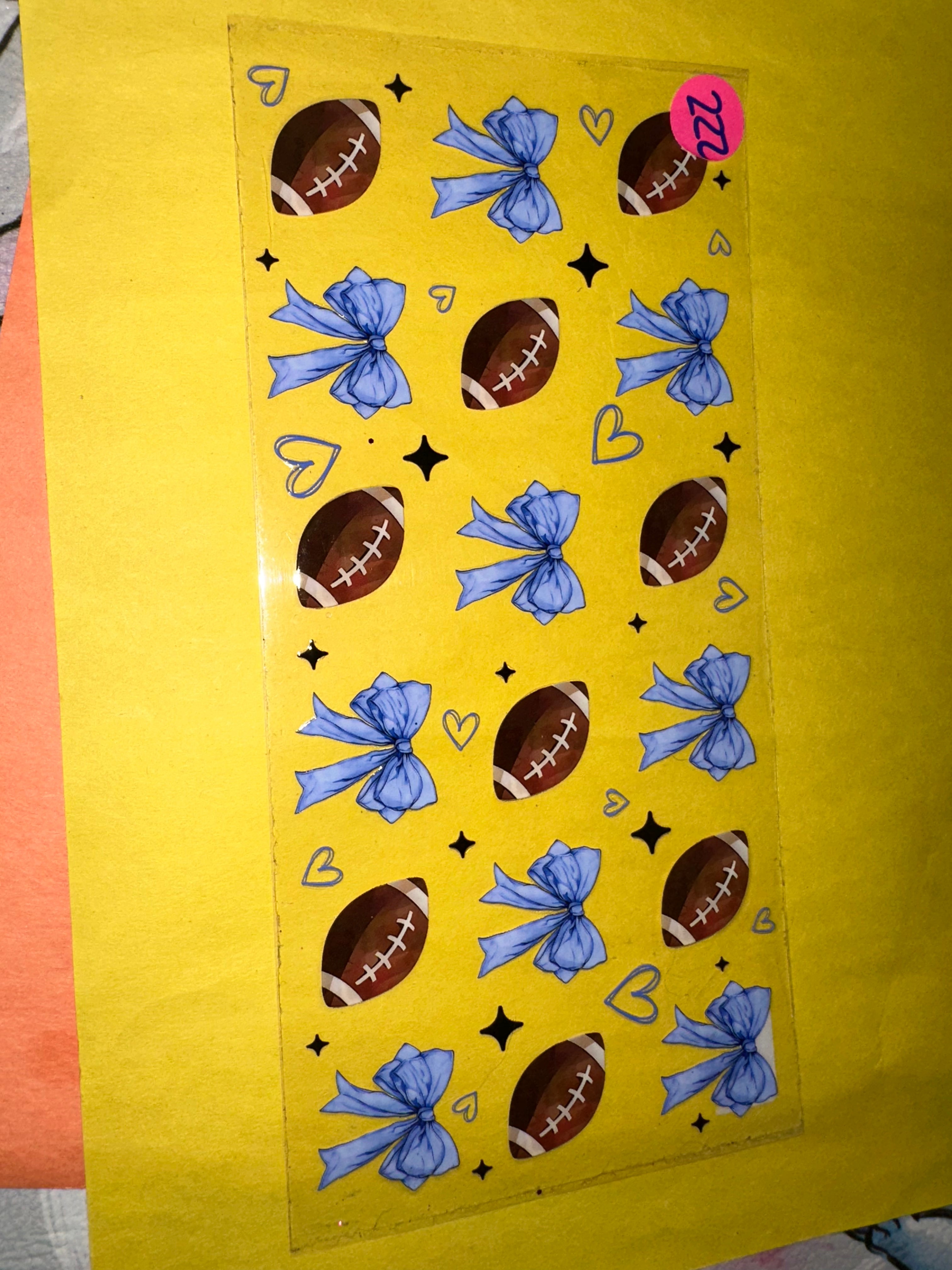 Football blue Bows #222